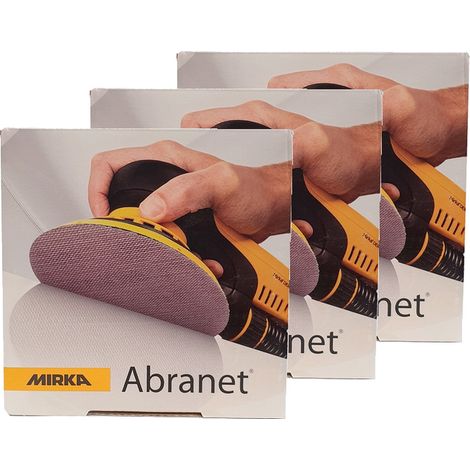 Mirka – Disques abrasifs Abranet ∅ 125 mm – Grain P120 – Pack de 3 – Micro-perforés pour ponçage sans poussière (1/3)