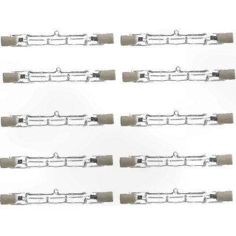 Lot de 10 projecteurs halogènes linéaires 78 mm 120 W à faible consommation d'énergie pour l'éclairage extérieur de sécurité et écoénergétique. (1/4)