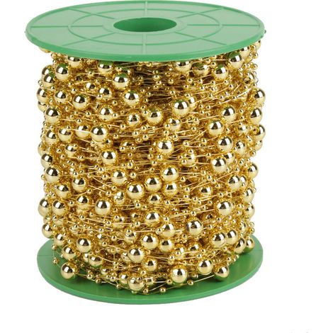 Guirlande de perles en fil de nacre électroplaqué, 60 m/rouleau, 3 mm + 8 mm (doré), pour décoration de mariage DIY (1/5)