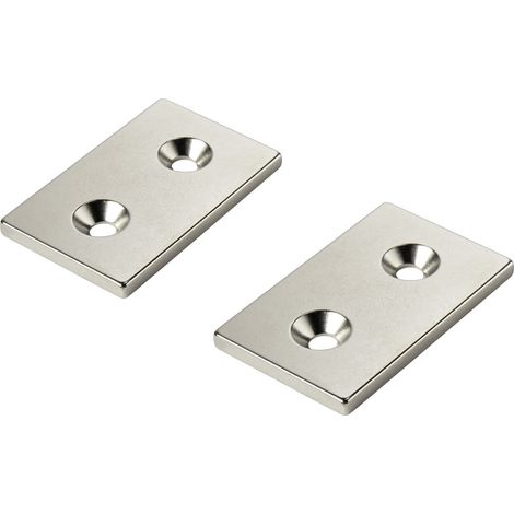TRU COMPONENTS W40L25T5-2M4 Permanent-Magnet Rechteckig (L x B x H) 40 x 25 x 5 mm N35   Grenztemper