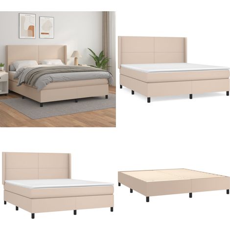 Boxspringbett Matratze Cappuccino-Braun 180x200 cm Kunstleder - Boxspringbett - Doppelbett - Bettenrahmen - Kunstlederbett - Lattenrost - Home & Living (1/5)