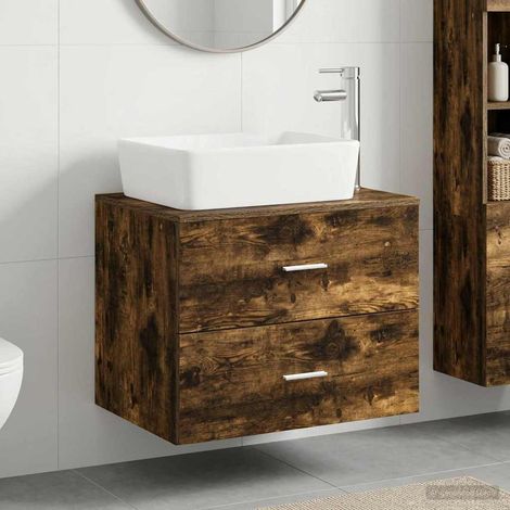 vidaXL Juego de muebles de baño Roble Ahumado Madera de ingeniería (1/5)