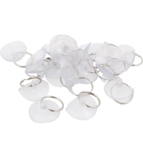 20 pièces. Verre Saugnäpfe PVC Metallhaken Haus Bad Handtuch clair bleu 30 mm Durchmesser de (1/2)