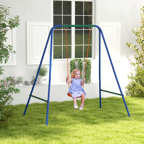 Balançoire de jardin 2 en 1 pour nourrissons et enfants de 6 mois à 8 ans, orange et bleue (1/5)