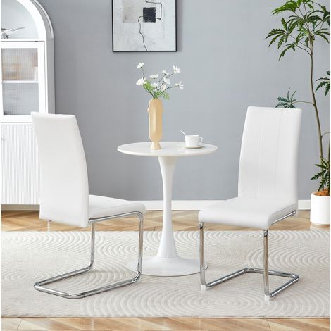 Silla de comedor de metal y PU blanco, moderna, estable, facil de limpiar,54.5×43×99cm (1/5)