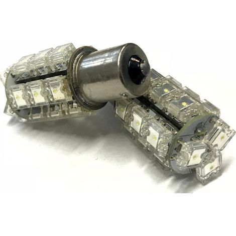 Coppia 2 Lampade Led BA15S 1156 P21W Con 18 F5 Quadrato Colore Bianco Freddo 6000K 12V 3W