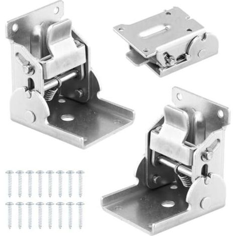 Pack De 2 Charnières Pliantes Autobloquantes En Acier Froid Laminé Pour Pied Table Rabattable Et étagères Rabattables, Avec Verrouillage à 90°, épaisseur 30mm, Inclus 16 Vis (1/5)