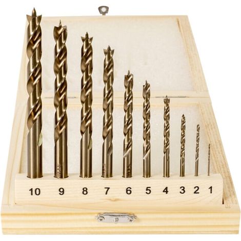 Jeu de 10 mèches à bois STIER HSS Co, 1-10 mm (1/5)