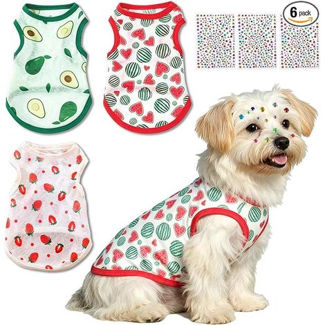 Tee Shirt Chien, Vetement pour Chien Été, T-Shirt pour Chiens, Gilet Sans Manches Vêtements pour Animaux de Compagnie Petits Moyens,avec Strass Autocollant