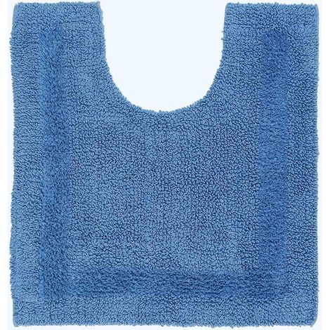 HOMESCAPES Tapis contour WC en coton, 50 x 55 cm – Bleu cobalt