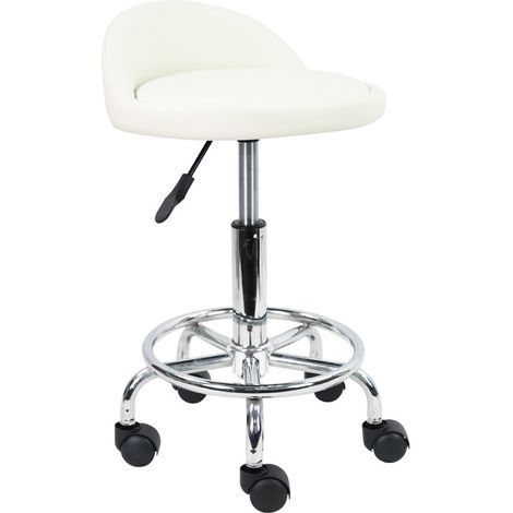 Tabouret de bureau réglable en hauteur 48-64 cm – Cuir synthétique étanche – 5 roulettes de sécurité – Confort optimal pour professionnels – Kktoner