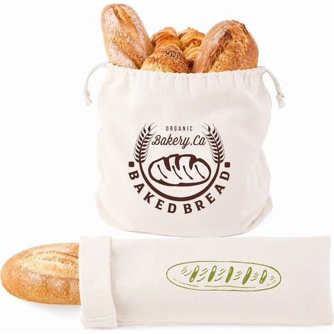 Sac a pain tissu 2 tailles 30x40 et 16x64 cm coton (1/5)