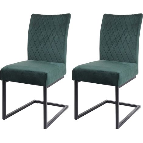 Juego de 2 sillas de comedor Silla para visitas de acero Diseño moderno Terciopelo con recubrimiento en polvo verde CDS04489 (1/5)