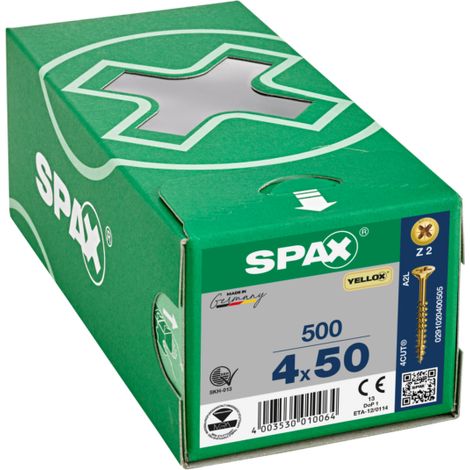 Tornillo universal, SPAX SeKo cruciforme Z, 4,0 x 50/32 galvanizado amarillo (por 500)