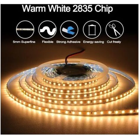 12V 5M Warmweiß 3000K LED-Streifen – IP65 Wasserdicht – 120 LEDs/m für dekorative Innen- und Außenbeleuchtung – Energiesparend – 600 LEDs (1/5)