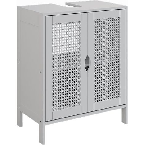 Mueble bajo lavabo Liora, Blanco, 48 x 60 cm con 2 puertas, Vicco (1/5)