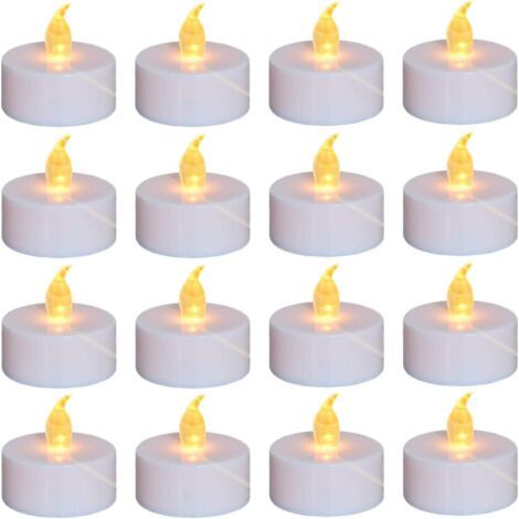 Lot de 24 bougies chauffe-plat LED sans flamme, lumière jaune chaude, fonctionnant sur piles pendant plus de 100 heures, idéal pour fêtes, mariages, anniversaires, cadeaux et décoration intérieure (1/5)