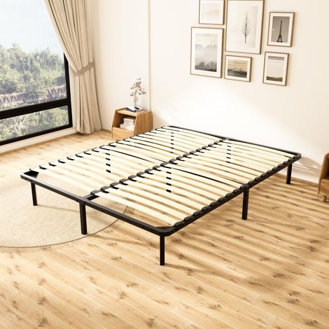Sommier 160x200 Sommiers à Lattes avec 9 Pieds 2 x 18 Lattes Hauteur 29cm Cadre de Lit 160x200 avec Sommier Idéal pour Matelas Double (1/5)
