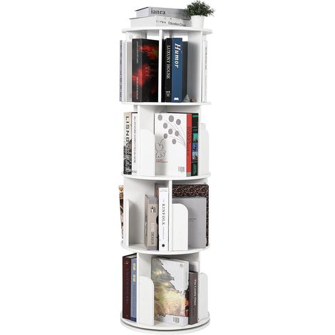 Bibliotheque rotative 360° rangement blanc 40x40x130 cm (1/5)