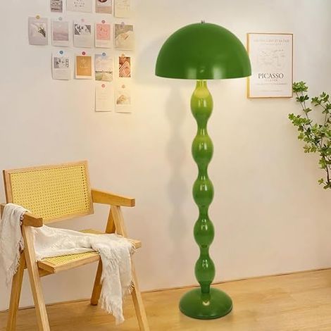 Lampe de plancher verte pour le salon,Lumière de plancher de style crème moderne 63" Lampe de plancher de champignon unique de 3 couleurs,Lumière debout haute pour la chambre à coucher, bureau, coin (1/5)