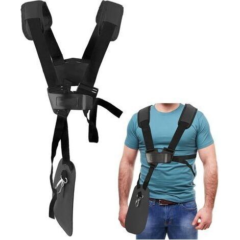 Pr Harnais débroussailleuse - Tondeuse à Harnais Double épaule avec Ceinture de Nylon Durable Adjuestable Harnais pour Débroussailleuse pour STIHL FS, Taille-Bordures Série Km (Noir) (1/5)