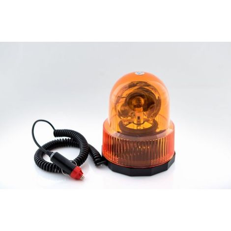 Drehende orangefarbene Rundumleuchte (Signal-/Warnleuchte) 24 V mit Magnetfuß, 25 W