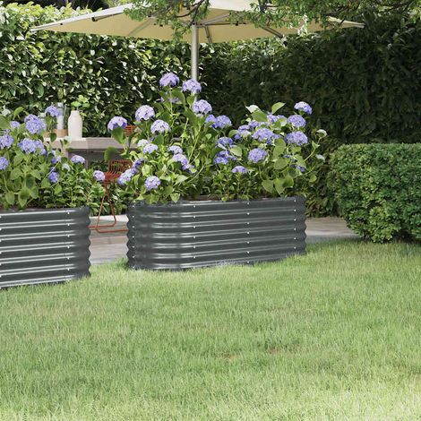 Lit surélevé de jardin-Jardinière surélevée-Bac de jardin surélevé Acier galvanisé Anthracite 435269 (1/5)