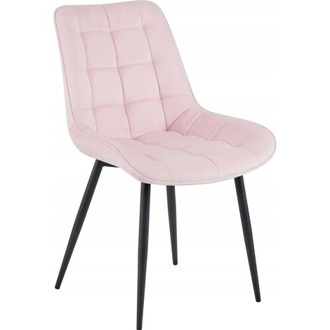 Bera-Stuhl – hellrosa Samt / schwarze Beine x 1