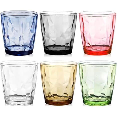 Verre a Eau Couleur, 6 Piece 300ml Verres à Boire en Acrylique, Réutilisables Gobelets Colorés en Acrylique, Verre D'eau Multicolore, Gobelets en Plastique pour l'Eau, Jus, Cafés Glacés, Boissons (1/5)