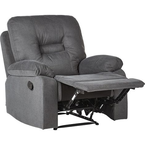 Recliner Chair BERGEN II With Footrest Fabric Dark Grey (1/5)