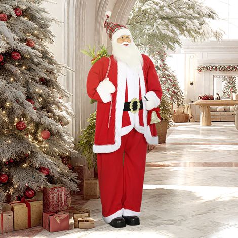 Papá Noel de 1,6 m de altura con regalo y función de sonido de campanas navideñas (1/5)