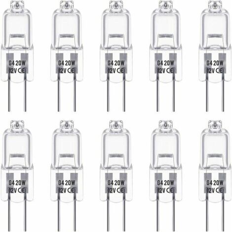 Ampoule halogène G4 12V 20W – Blanc chaud 3000K – Luminosité 350LM – Gradable – Paquet de 10 – Durée de vie 2000 heures