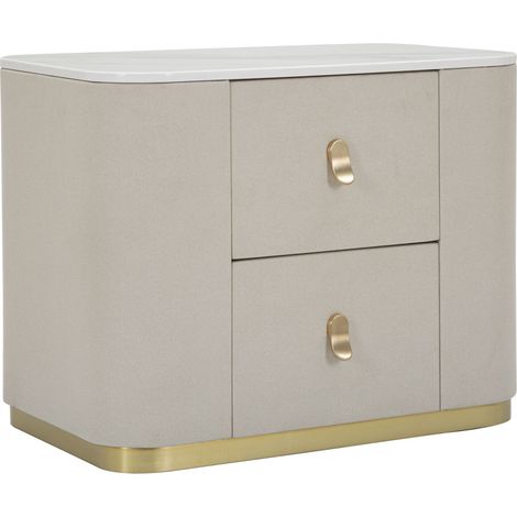 Comodino Beauty 60x47x40 cm in Legno MDF e Metallo Crema/Oro (1/5)