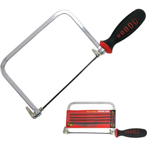Neilsen 6" Coping / Fret Saw Soft Grip Handle Steel Metal Frame With 5 Blades