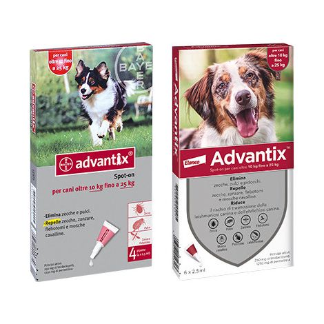 Advantix para perros de 10–25 kg – 4 pipetas de 2,5 ml – Protección antiparasitaria