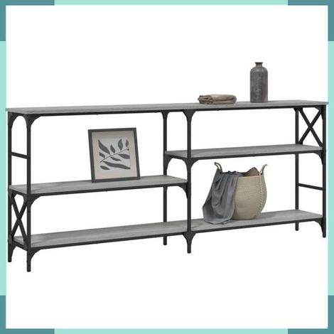 835477 Table console sonoma gris 180x29x76,5 cm bois d'ingénierie (1/5)