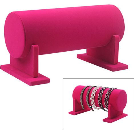 1 présentoir à bijoux, velours rouge rose, pour barrettes en T, bracelets, colliers, chaînes de cheville et montres, rangement domestique et boutique (1/5)