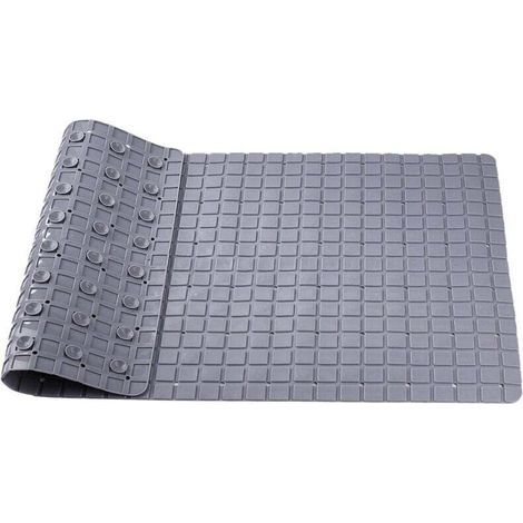 Rutschfeste Duschmatte mit Saugnapf und Abflussloch, geeignet für Badewanne und Dusche, schimmelresistent, 70 x 40 cm, grau (1/4)