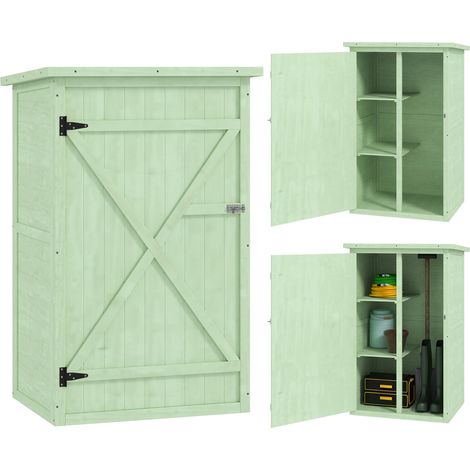 Armoire de rangement pour outils de jardin en bois avec 2 étagères et toit en asphalte 75 x 56 x 115 cm Vert (1/5)