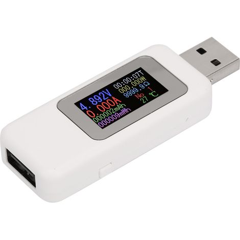 LCD-Display USB-Tester Ladegerät Detektor Digitales Voltmeter Amperemeter Spannungsmesser DC4-30V (Weiß) (1/5)
