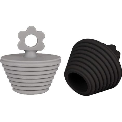 Bouchon de baignoire, 2 bouchons de vidange universels, bouchon de vidange en silicone, bouchon de vidange pour évier de cuisine, gris et noir (1/5)