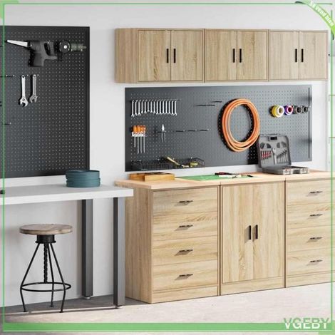 Armoire de rangement de garage - 7291712445330 - chêne sonoma - plan de travail pin massif - pack 2 pcs 60x51x85 cm (1/5)