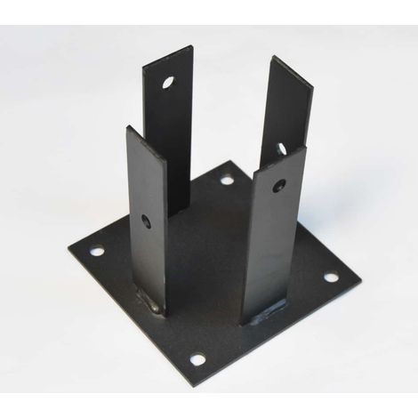 STAFFA A BICCHIERE SUPPORTO PALO PILASTRO LEGNO OTTAGONALE ACCIAIO 105x105 mm gc (1/3)