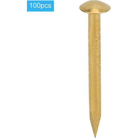 Lot de 100 clous à tête ronde en laiton bronze vintage pour bricolage, accessoires d'installation de fixation, longueur 18 mm