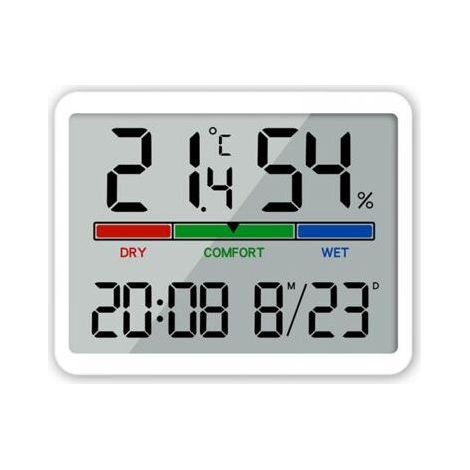 Igrometro e termometro per interni, termometro digitale da tavolo con monitoraggio di temperatura e umidità, termometro ambiente preciso con orologio - Crezuo (1/5)