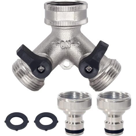 Garden Hose Splitter, 2 Way Garden Faucet Tap 3/4" Y Hose Connector for Outdoor Faucet with Connectors and Washers (1/5)