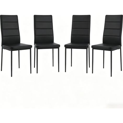 Set di 4 sedie da pranzo con schienale alto in similpelle e metallo nere MODENUIT (1/4)