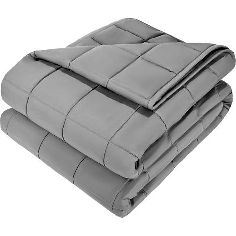 Couverture lestée 25 lbs, 60x80 cm, taille Queen, perles de verre, respirante et fraîche, pour adultes (250-310 lbs), soulage l'anxiété, améliore le sommeil, gris. (1/5)