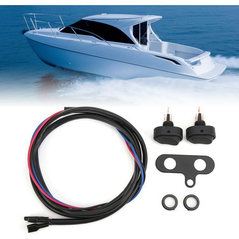 Interrupteur de phare 12V 30A pour moto électrique, support d'interrupteur de guidon, bouton d'interrupteur de projecteur à verrouillage automatique (support noir, double interrupteur, fil rouge + rou (1/5)