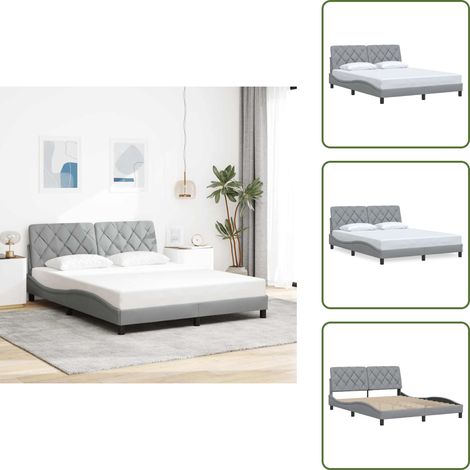 Cadre de lit sans matelas gris clair 160x200 cm tissu - Cadre De Lit - Cadres De Lit - Lit - Meubles De Chambre À Coucher (1/5)